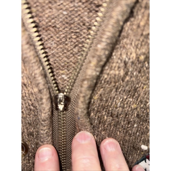 Vintage 90s Victoria Jones Women's Brown Zip Front Christmas Cardigan Size PXL - Picture 5 of 6